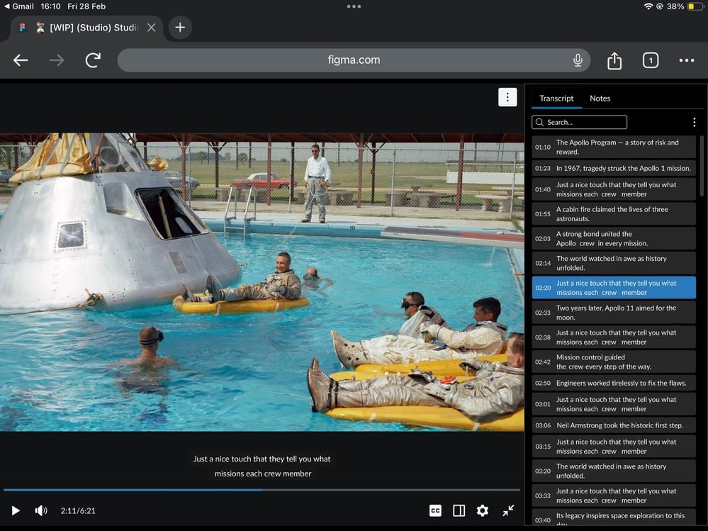 The rolling transcript will come to all Canvas and Studio video content in 2025